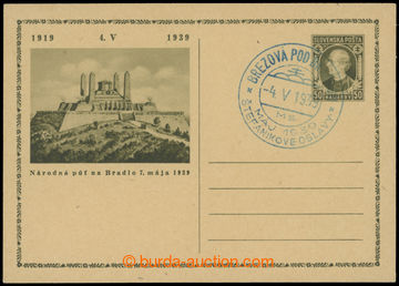 214170 - 1939 CDV1, Hlinka 50h - Bradlo, Un, blue special postmark BR