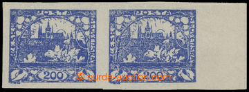 214193 -  Pof.22b plate variety, 200h blue, pair with right margin, p