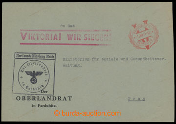 214206 - 1941 service letter with red V CDS PARDUBICE 1/ 12.VIII.41, 