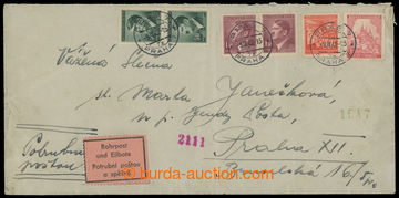 214208 - 1942 letter sent Prague pneumatic-tube post, franked by stmp