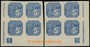 214242 - 1939 Pof.NV2, 5h modrá (I. vydání), pravý a levý dolní