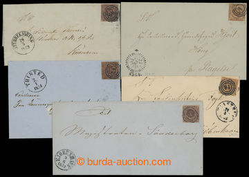 214274 - 1852-1854 sestava 5 dopisů s Mi.1, FIRE RBS, Thiele i Fersl