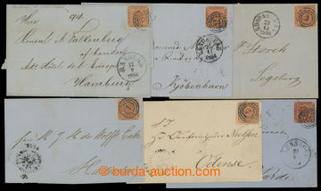 214275 - 1854-1858 6 dopisů s Mi.4, Znak 4S, různé barvy, 1x s vyz