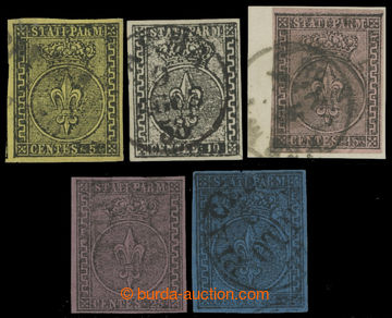 214336 - 1852 Sass.1-5, Lily 5C-40C; very fine and complete 1. issue,