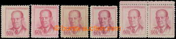 214399 - 1953 Pof.741, Zápotocký 60h, set of all five basic color s