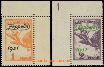 214516 - 1931 Mi.478-479, overprint Zeppelin 1931 1P and 2P, VF corne
