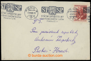 214537 - 1953 POŠTOVNÉ 30Kčs / letter franked stamp. Pof.698 accor