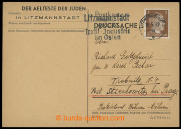 214589 - 1942 GHETTO LITZMANNSTADT  preprinted postcard with confirma
