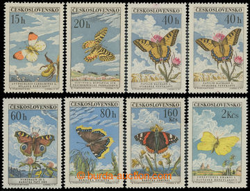 214632 - 1961 Pof.1217-1225, Butterflies 15h-2Kčs, comp. 8 pcs of ca