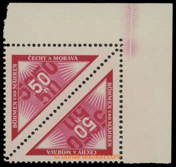 214703 - 1939 Pof.DR2 production flaw, 50h red, corner pair with red 
