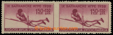 214746 - 1938 Mi.364, Balkánské hry 1,50+1,50Din, vodorovná 2-pás