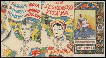 214748 - 1939 SLOVAKIA  comp. 3 pcs of propagandistic Ppc, On stráž