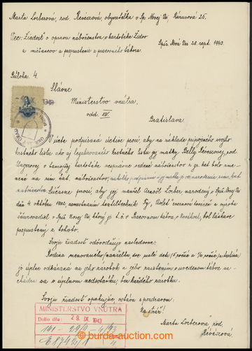 214785 - 1943 JUDAICA - WORK CAMP NOVÁKY  handwritten request for op