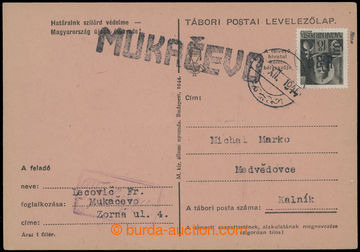 214897 - 1944 MUKACHEVO / Hungarian FP card franked with. overprint s