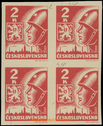 215001 -  Pof.354a, 2 Koruna brown-red, block of four, pos. C3/7-8 an