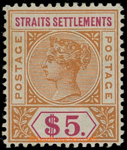 215135 - 1892-1899 SG.105, Viktorie $5 oranžová / karmínová, prů