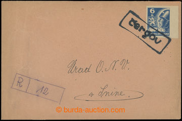 215176 - 1945 Reg letter with 6 Koruna blue, Pof.356 with margin, by 