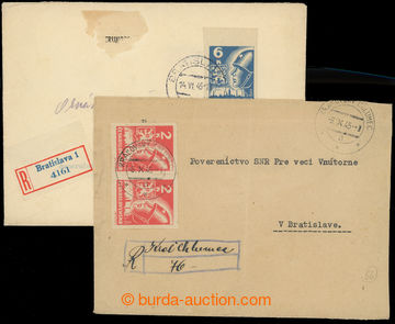 215177 - 1945 sestava 2ks R-dopisů, 1x vyfr. 2ks 2K, Pof.354, podac