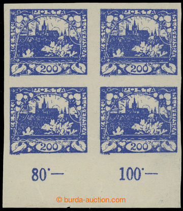 215355 -  Pof.22b, 200h blue, block of four with lower margin and con