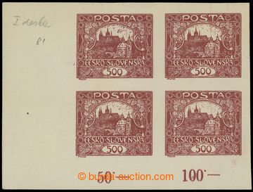 215411 -  Pof.25, 500h brown, LL corner blk-of-4 with control-numbers