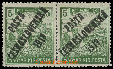 215481 -  Pof.103X, 5f green - printing error, horizontal pair with j