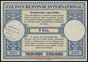 215589 - 1946 CMO8, international reply coupon 5 Koruna, faulty text 