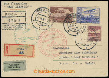 215688 - 1932 ZEPPELIN / 2. SÜDAMERIKAFAHRT 1932, R+Let-lístek zasl