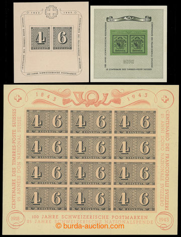 215761 - 1943 Mi.Bl.8-10, sestava 3 aršíků, 100 let známky a výs