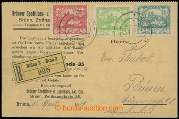215806 - 1919 commercial PC sent as Registered in the place, franked 
