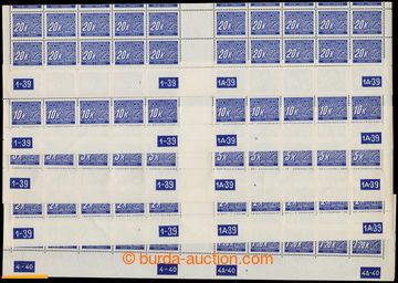 216039 - 1939 Pof.DL1-DL14, 5h - 20K, basic line bnd-of-20 with plate