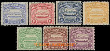 216083 - 1907 SG.1-7, Kanoe ½P - 1Sh, complete set of 7 stamps; 5Sh 