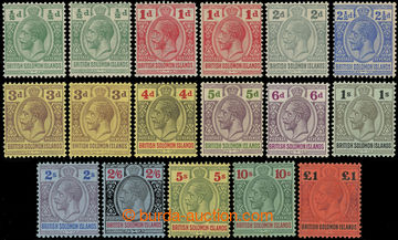 216087 - 1914-1923 SG.22-38, George V., ½P - £1, complete set + 3 s