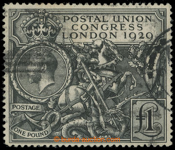 216124 - 1929 SG.438, Congress UPU £1 black, used piece; fine, c.v..