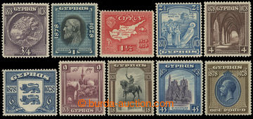 216193 - 1928 SG.123-132, 50. let britské správy ¾Pi - £1, komple
