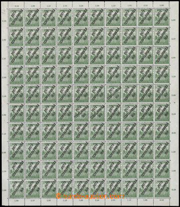 216231 -  Pof.103X, 5f green, complete 100-ks sheet, 4x overprint D (