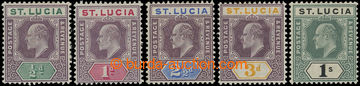 216469 - 1902-1903 SG.58-62, Edward VII. ½P - 1Sh, complete set, wmk
