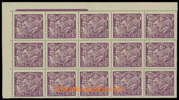 216627 -  Pof.175B III, 300h violet, L upper corner blk-of-15, comb p