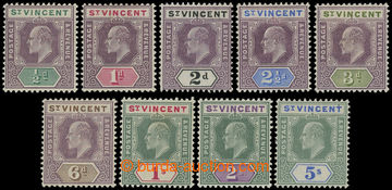 216682 - 1902 SG.76-84, Edward VII., ½P - 5Sh, complete set of 9 sta