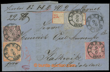 216686 - 1869 Reg letter with Mi.1, 3, 4 and 5, Numerals ¼Gr, ½Gr, 