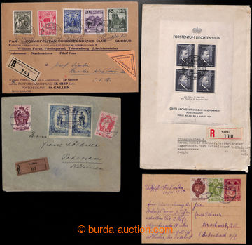 216702 - 1920-1938 4 entires addressed to Czechoslovakia, i.a. uprate