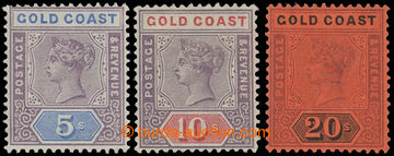 216806 - 1889-1894 SG.22+23+25, Victoria 5Sh light violet / blue, 10S