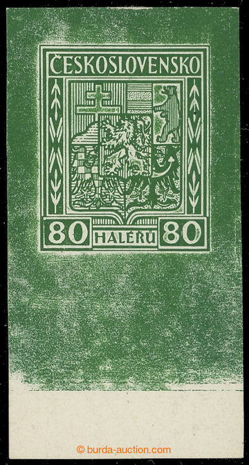 216956 - 1927-1937 PLATE PROOF  values Coat of arms 80h in/at green c