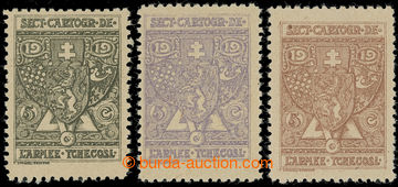 216976 - 1919 FRANCE / set 3 pcs of labels values 5c in various color
