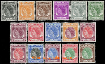 217045 - 1954-1957 SG.23-38, Elizabeth II. - Palms 1 - $5, complete s