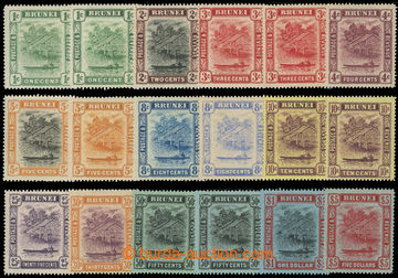 217109 - 1908-1922 SG.34-48, Brunei River 1C - $5, complete set of 12