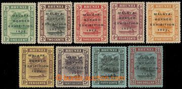 217110 - 1922 SG.51-59, Brunei River 1C - $1, complete set with overp