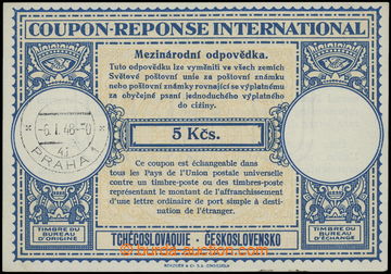 217232 - 1946 CMO8 production flaw, international reply coupon 5Kčs,