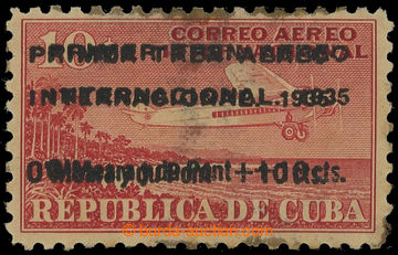 217278 - 1935 Ediphil 276hh, Airmail 10c+10c red, DOUBLE OVERPRINT Pr