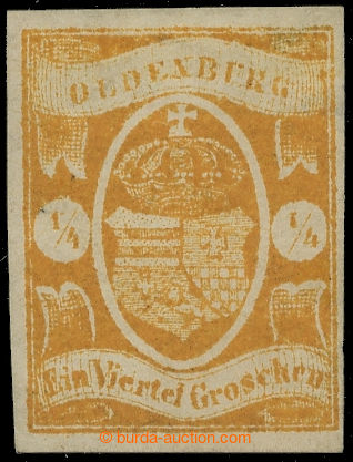 217296 - 1861 Mi.9, Coat of arms 1/4Gr orange-yellow, very fine with 