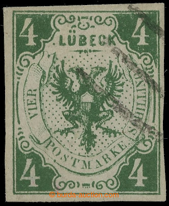 217301 - 1859 Mi.5a, Znak 4Sh zelená; bezvadný kus, zk. mj. Thier, 